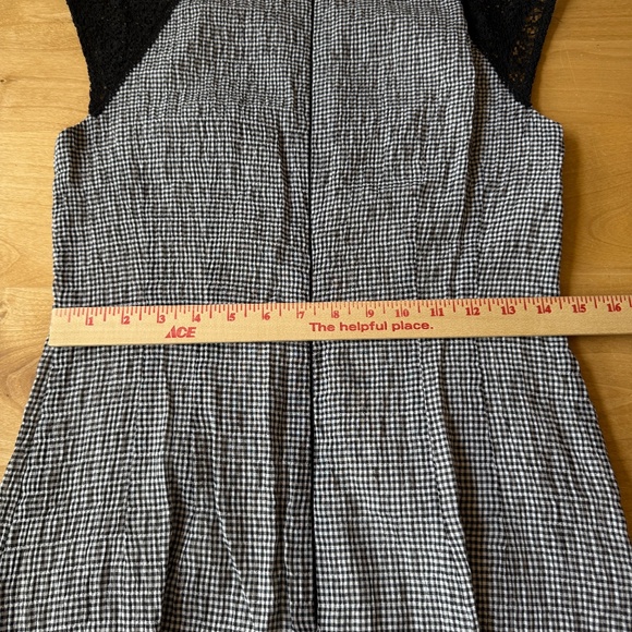NANETTE LEPORE DRESS GINGHAM CHECK LACE SHEATH COCKTAIL PARTY FEMININE CHIC 6 - Picture 9 of 12